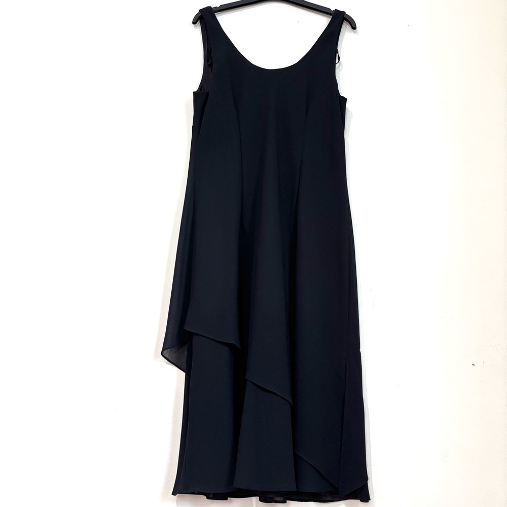 Vintage USA 90s Y2K Jessica Simpson Black Sleeveless Layered Ruffle Hem Dress - Picture 2 of 16
